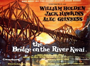 Cartel americano de la película El puente sobre el Río Kwai.
